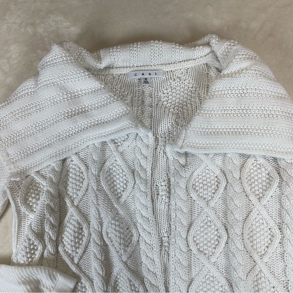 Cabi open front sweater cardigan cable knit white style #193 women’s Small - Picture 9 of 11
